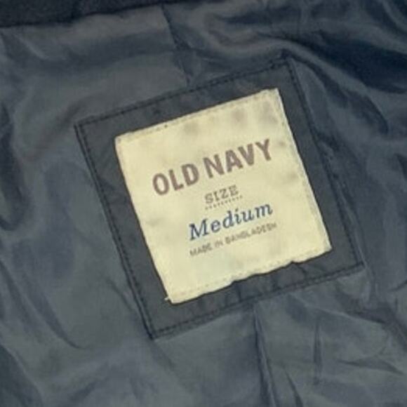 Old Navy Womens Medium Double Breasted Full Button Wool Blend Black Pea Coat - Picture 6 of 7